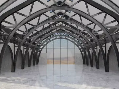 Warehouse Hangar Interiror Low-poly 3D model