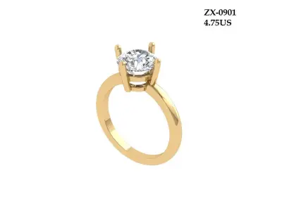 Solitaire Engagement Ring 3D print model 46