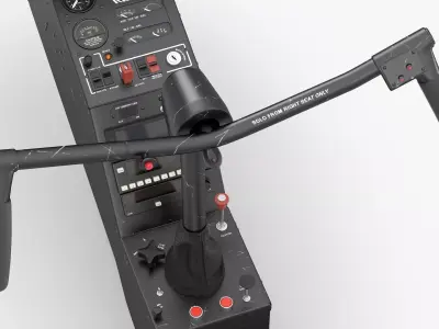 Helicopter Cockpit Console with Dual Cyclic Control Black 3D model
