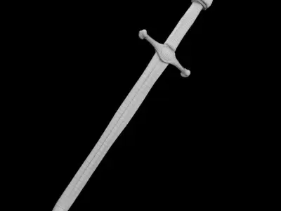Classic Gold Hilt Longsword 3D model