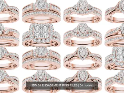 3DM 54 ENGAGEMENT RING FILES 3D Model Pack