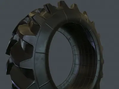 Tractor Tire PBR Game Ready Low-poly 3D model