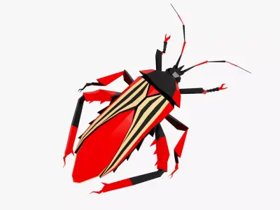 Bug low poly origami Low-poly 3D model