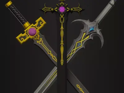 3in1 Arcane Blade Pack Simple Series I Low-poly 3D model