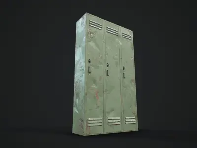 Lockers Rusty - Pack - Game Ready Low-poly 3D model