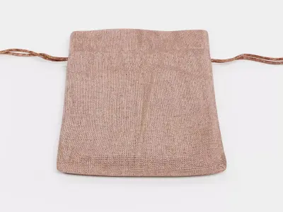 Jute Bag V1 - Flat Burlap Drawstring Pouch 3D model