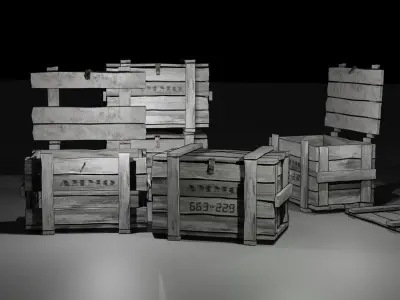 Ammo Crates Low-poly 3D model purchase