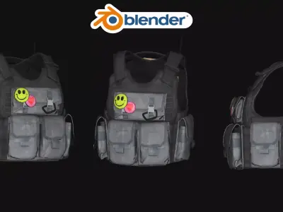 Modern Tactical Combat Vest PBR Game Ready Low-poly 3D model