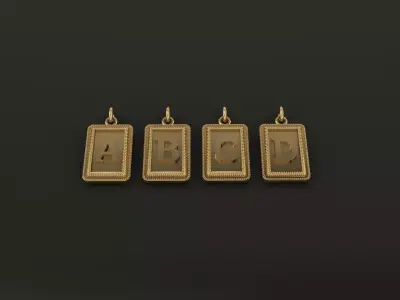 Antique Vintage Style Box Rectangle Letter Frame Pendant STYLE 2 3D print model purchase