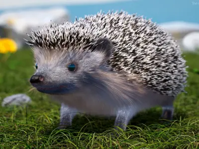 Black Hedgehog Fur Rigged 3D model