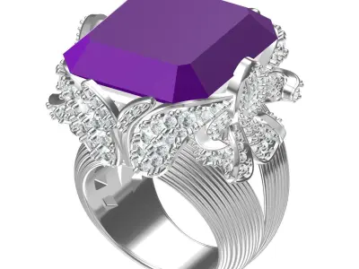 Antique Floral Design Cocktail Ring 3D print model