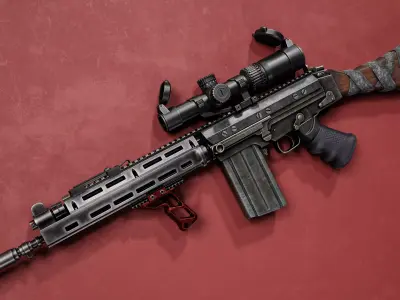 SA-58 -FN FAL- AAA asset - 4K Textured Weapon Low-poly 3D model