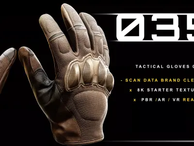Tactical Gloves 035 Low-poly 3D model