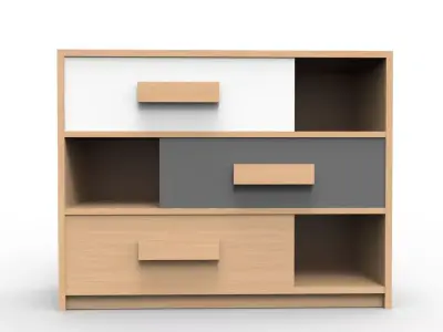 Cabinet dresser with three drawers Low-poly 3D model