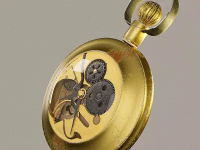 Antique bronze pocket watch 3D model