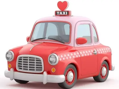 Stylized 3D Valentine  Taxi Model Low-poly 3D model