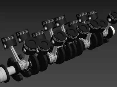 Animated Crankshaft Low-poly 3D model