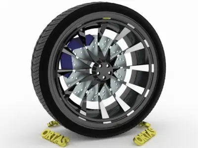 ORTAS CAR WHEEL RIM 132 GAME READY WHEEL RIM TIRE 3D model