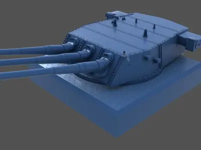 USS Iowa 16-50 Mark 7 Turret - Personal license - 1-72 scale 3D print model