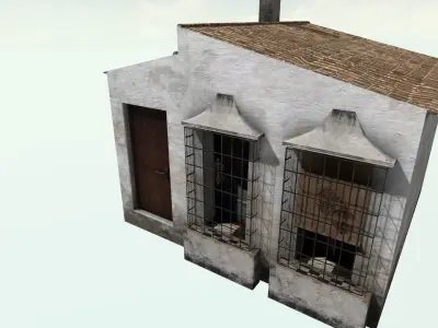 Old High-Quality 3D Colonial House Low-poly 3D model 2
