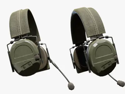 Tactical Headphone Low-poly 3D model