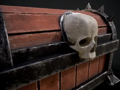 Treasure Skull Chest  Free low-poly 3D model