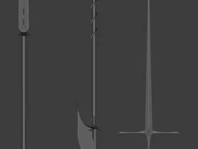 14 Fantasy Weapons Low-poly 3D model