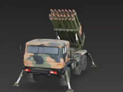 Mobile MLRS Artillery Truck 3D Model Low-poly 3D model