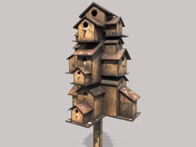 Wooden Bird Houses 3D model