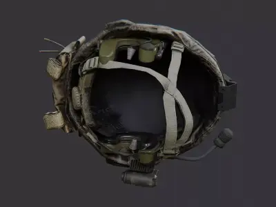 USMC Helmet LMG With Tactical Headset Low-poly 3D model