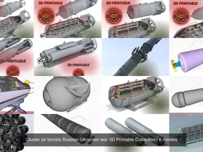 Cluster air bombs Russian Ukrainian war 3D Printable Collection 3D Model Pack