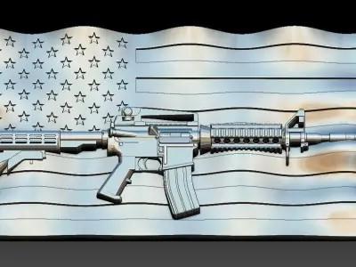 US flag with AR-15-M4A4 gun ar15 CNC artcam aspire 3d relief 3D model