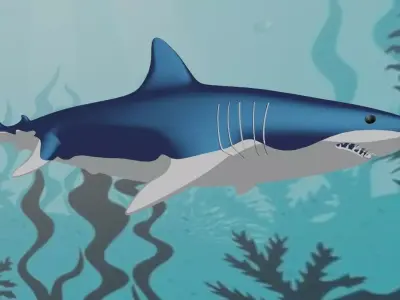 Shark swimming in ocean 3D model