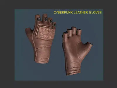  Leather Cyberpunk Gloves  Free 3D model