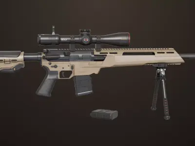 Sniper Rifle 06 Sandal Generic All PBR Unity UE Textures Low-poly 3D model