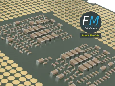 CPU microchip 3D model