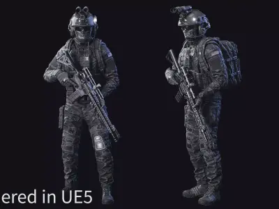 Modular Soldier Character Army Tactical Spec Ops 03 Low-poly 3D model