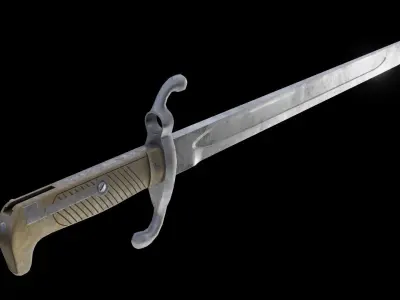 German bayonet Seitengewehr 1871 S71 Low-poly 3D model