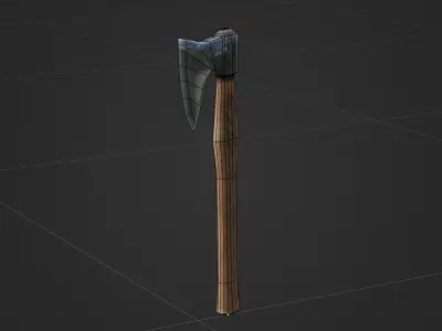 Viking Battle Axe with print on handle Free low-poly 3D model