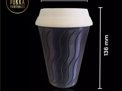 Coffee Cup Mini Trash Bin with Screw On Flip Lid Car or Desktop 3D print model