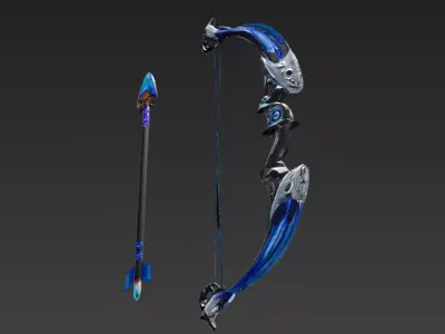 Cartoon Cyber Bow and Arrow PBR 3D Model Low-poly 3D model