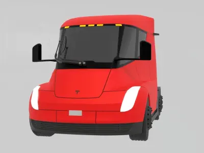 Low-Poly Electric Semi Truck - Tesla Daycab Tractor Truck 2018 Low-poly 3D model