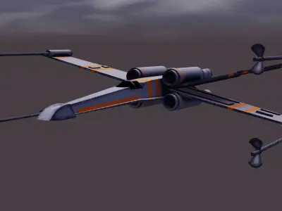 The X Wing star wars - fighter flying in sky 3D model