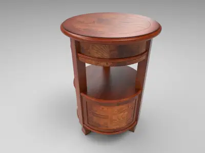 Artistic Wooden Round Chest 3D model