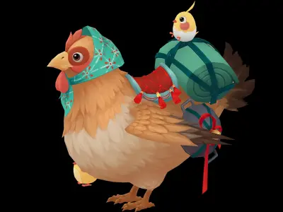 Hen mount Low-poly 3D model