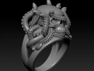 Ring Octopus Scull 3D print model