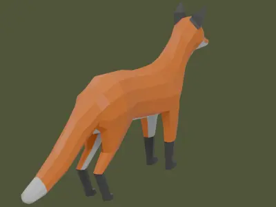 Stylized lowpoly FOX Low-poly 3D model