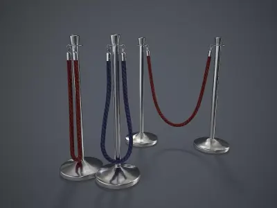 Crowd Control Stanchions PBR Game Ready Low-poly 3D model