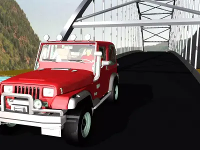Suspension Bridge Jeep Free 3D model