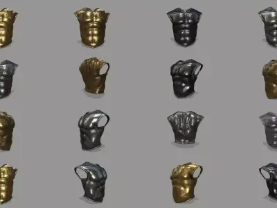 armor golden chest 3D Model Pack